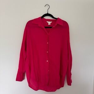 HM (Med) 100% Cotton Summer Button Down - Raspberry Pink - Lightweight